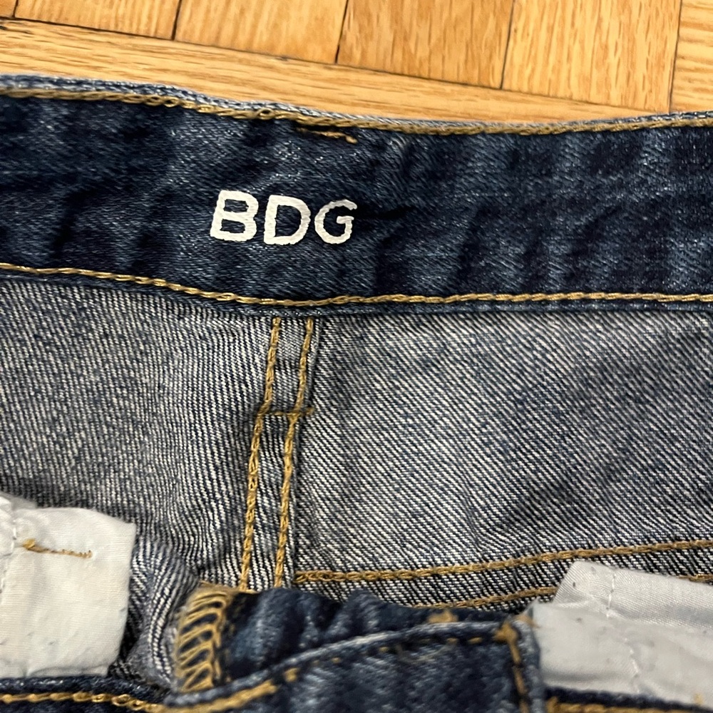 BDG Blue Distressed Jean Shorts with Studs - Picture 3 of 6